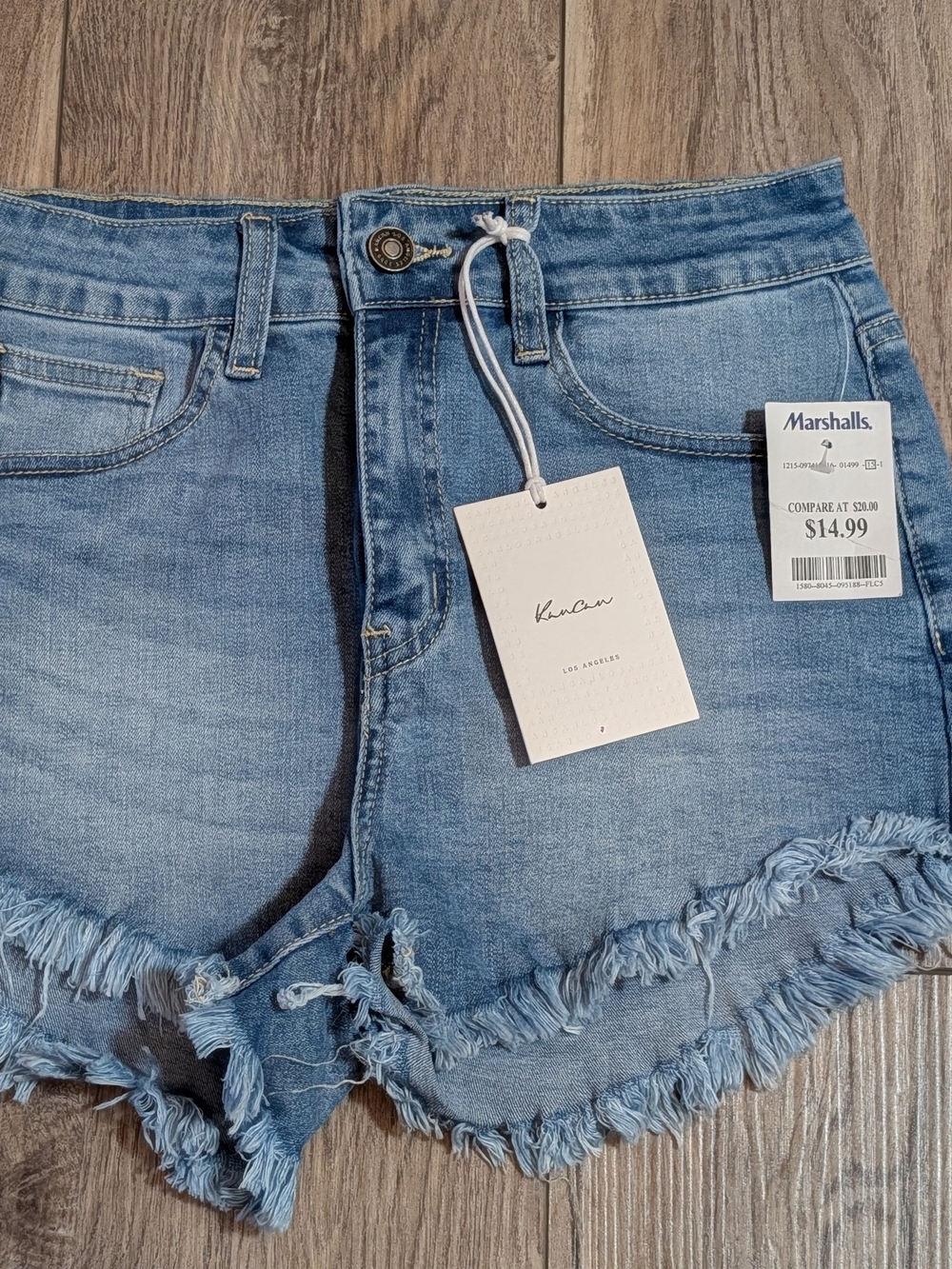 KanCan Light Wash Distressed Frayed Hem Denim Shorts - Brand New